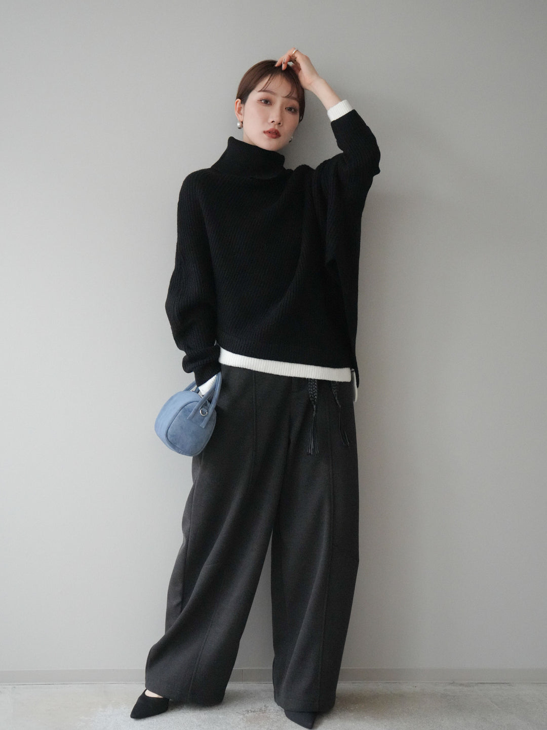 [SET]ベルト付裏起毛センターシームカーブパンツ+ベルト付裏起毛センターシームカーブパンツ(2set)