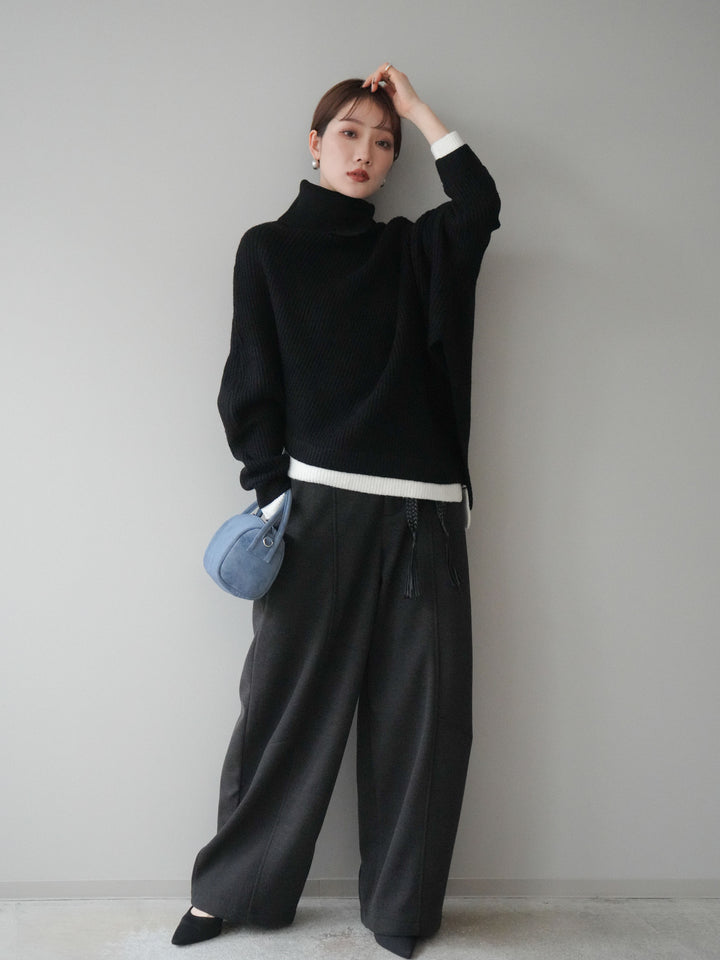 [SET]ベルト付裏起毛センターシームカーブパンツ+ベルト付裏起毛センターシームカーブパンツ(2set)