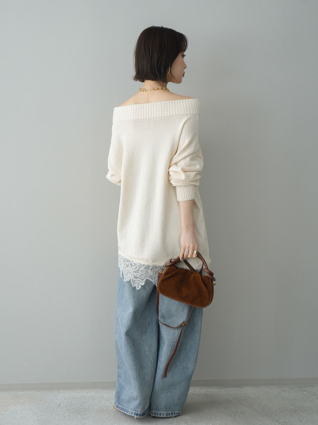 [予約]ダメージデニムセミワイドパンツ/lightblue