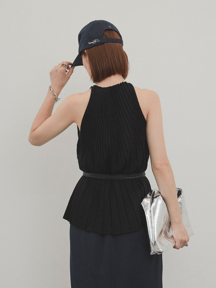 [SET]プリーツニットキャミソール+リラックスナロースカート(2set)