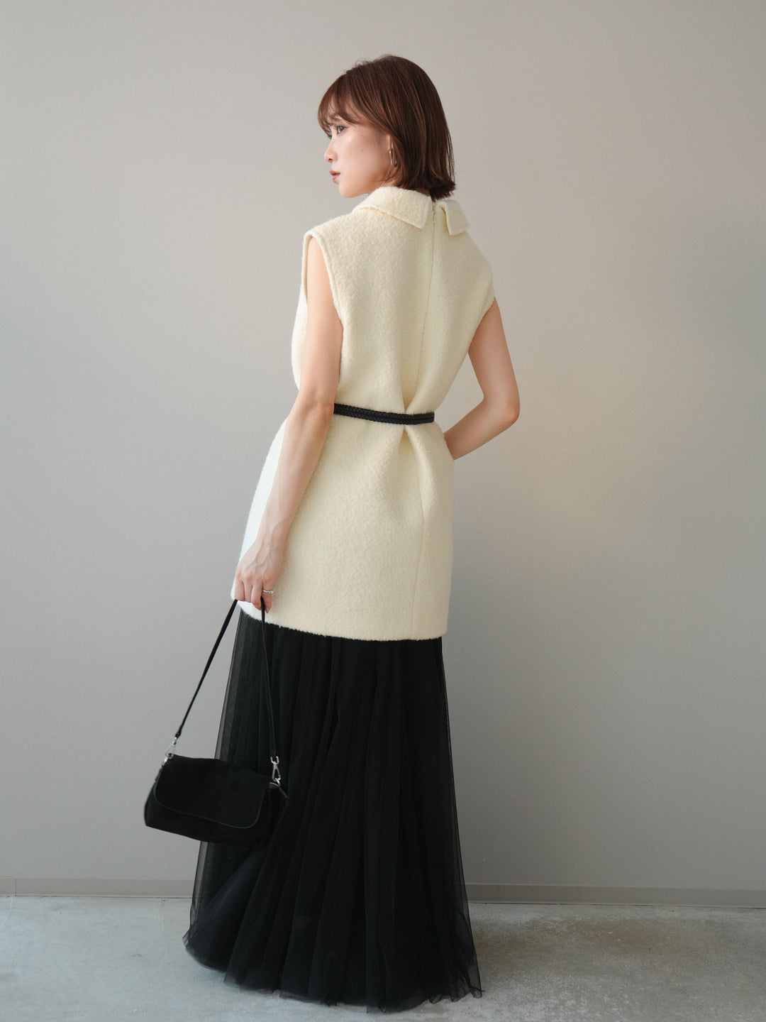 [SET]襟付きブークレミニワンピース+襟付きブークレミニワンピース(2set)