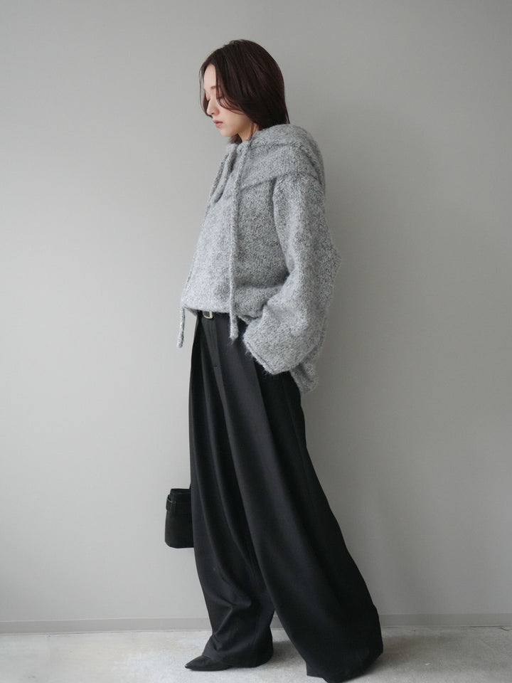 [SET]バラクラバSETニットプルオーバー+ベルトループデザインワイドパンツ(2set)