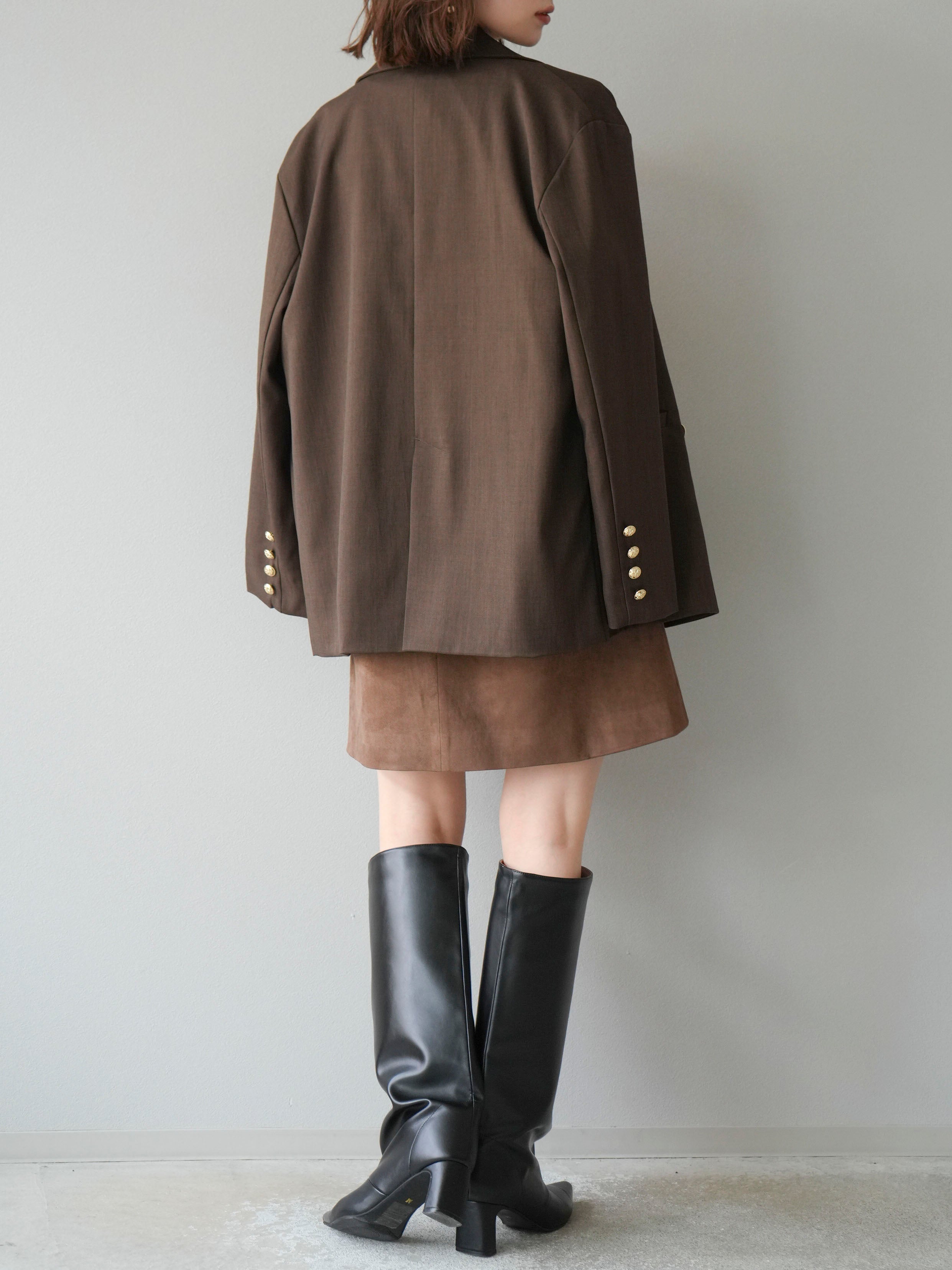 SET]ゴールドボタンツイルダブルテーラードジャケット+ショルダー