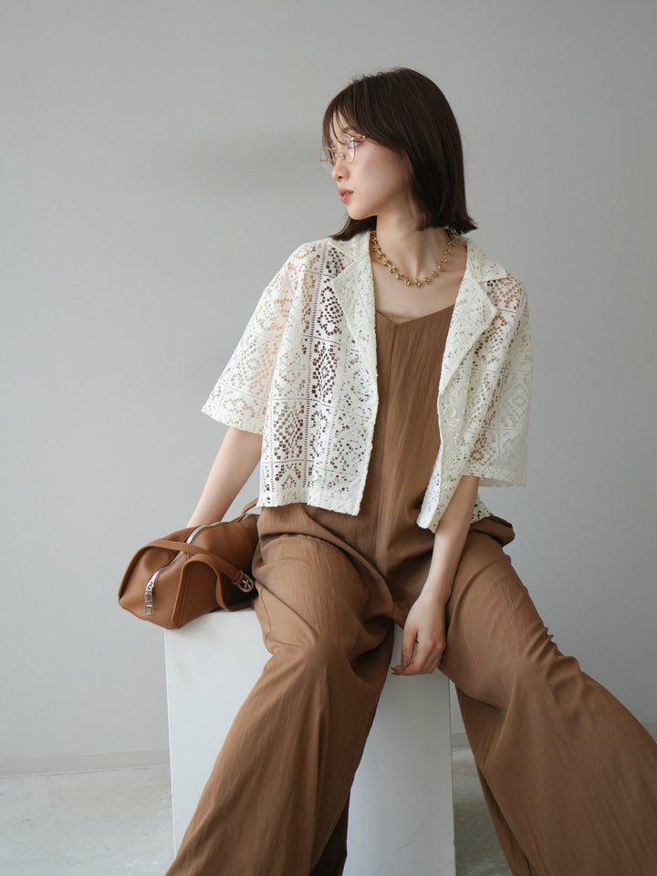 [予約]レースハーフショートジャケット/アイボリー