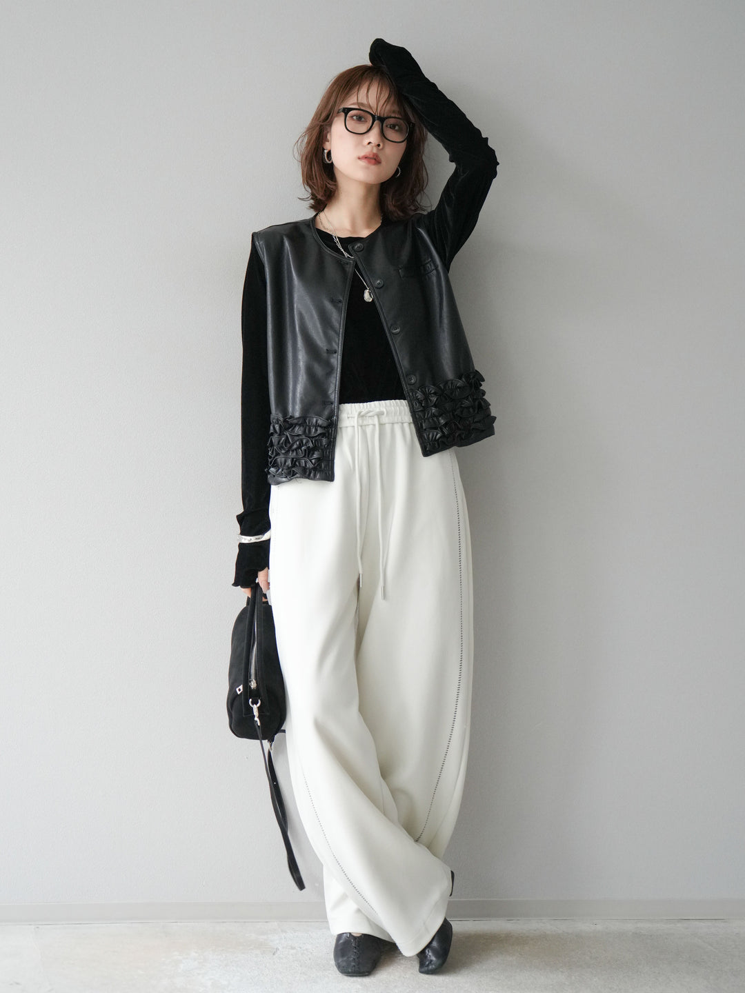 [予約]ハンドステッチ風スウェットパンツ/アイボリー