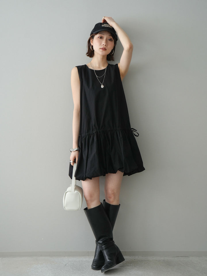 [予約]ノースリバルーンミニワンピース/black