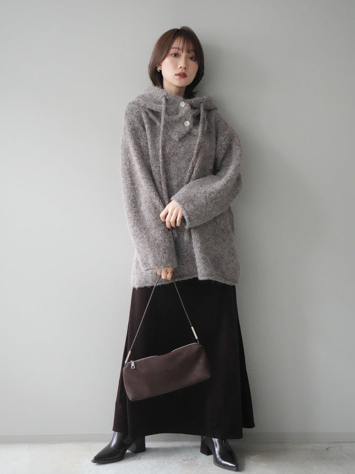 [予約]ベルベットナロースカート/brown