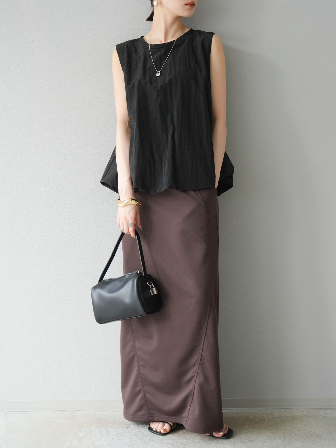 [予約]スウェットロングスカート/ブラウン