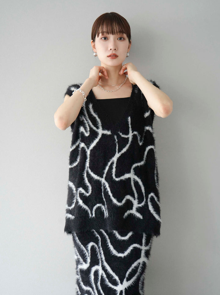 [SET]ラインシャギーニットベスト+選べるアクセセット(2set)