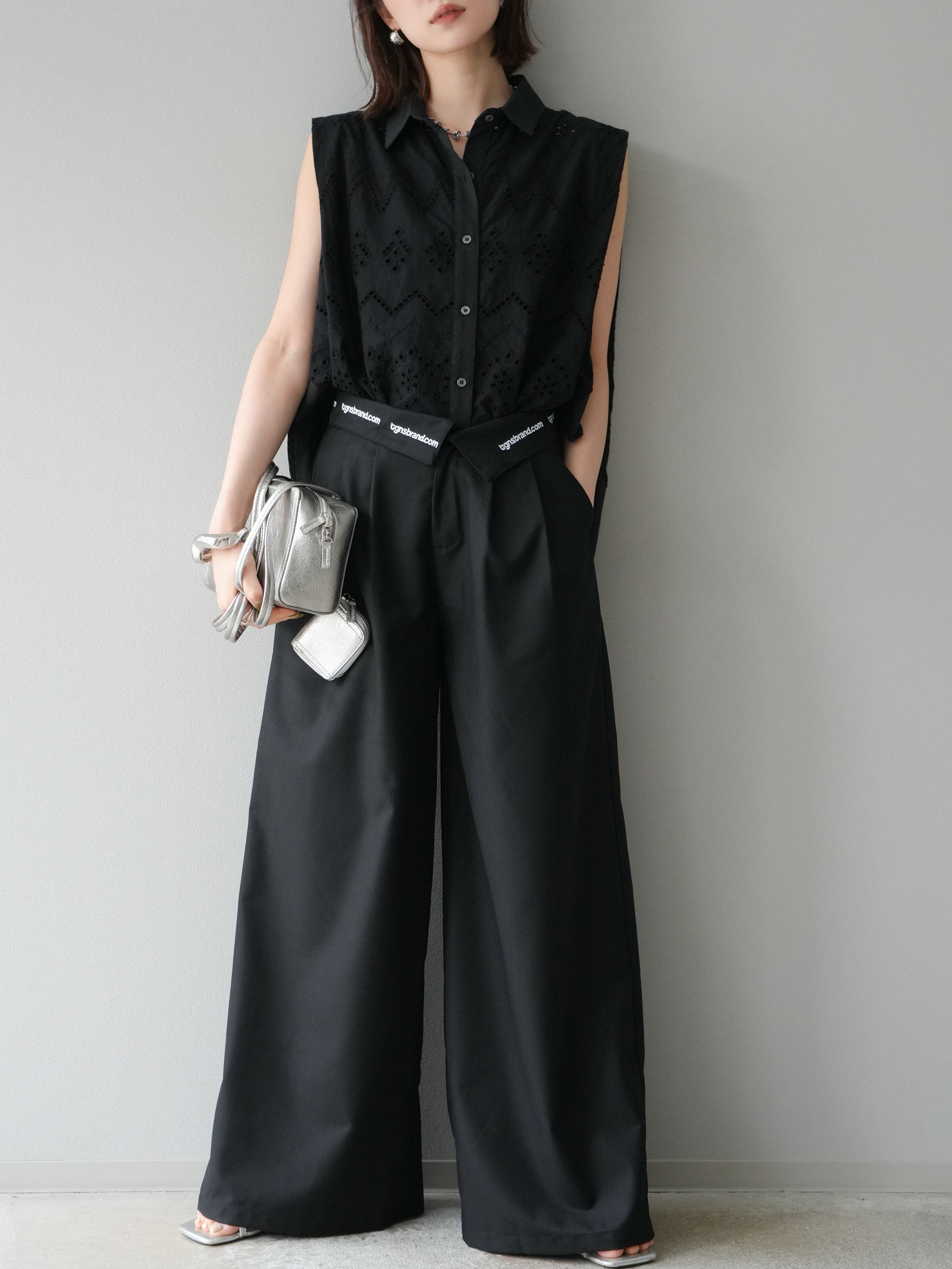 5047【極美品】オーラリー フィンクスダックハイウェストペインターパンツ 黒 5047【極美品】オーラリー フィンクスダックハイウェストペインター