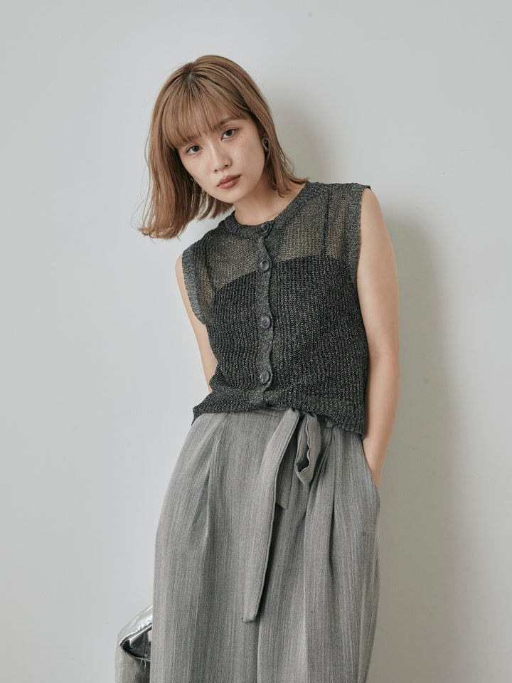 [予約]コードラメニットベスト/ブラック