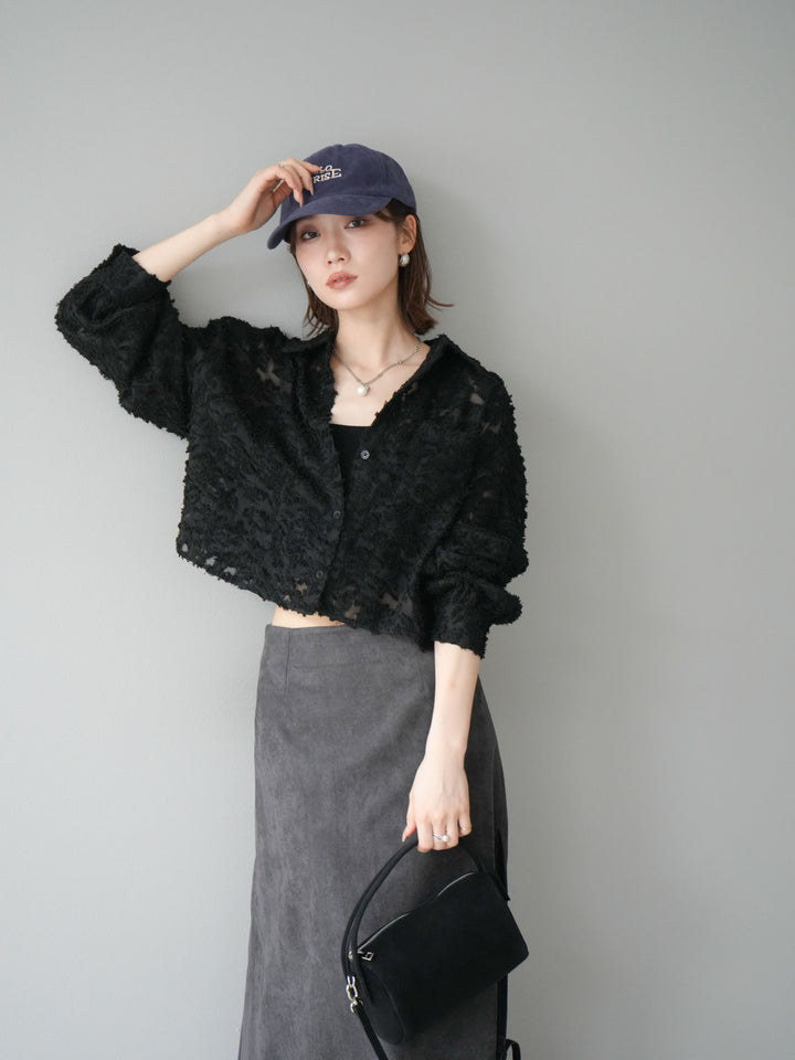 [予約]ジャガードショートシャツ/ブラック