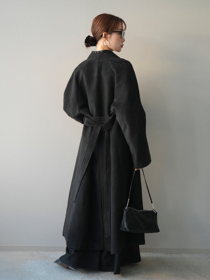 [SET]ハンドステッチ裏中綿ロングコート+選べるアクセセット(2set)