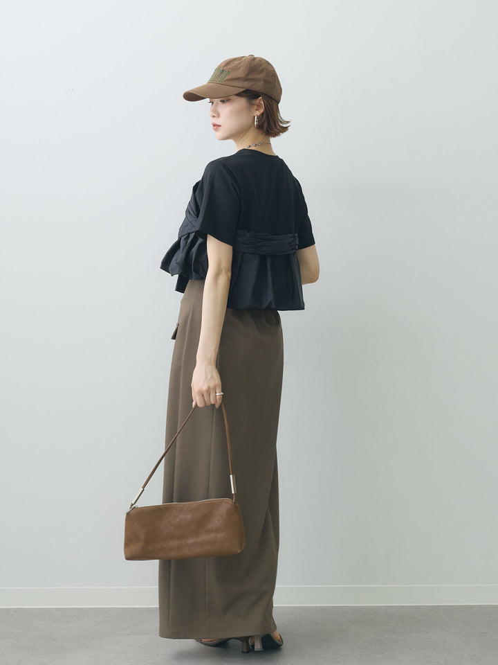 【着回しセット】[SET]ナイロンドッキングツイストTEE +クレープデシンフラップ付きストレートスカート+ストーンウォッシュルーズフィットデニム(3set)