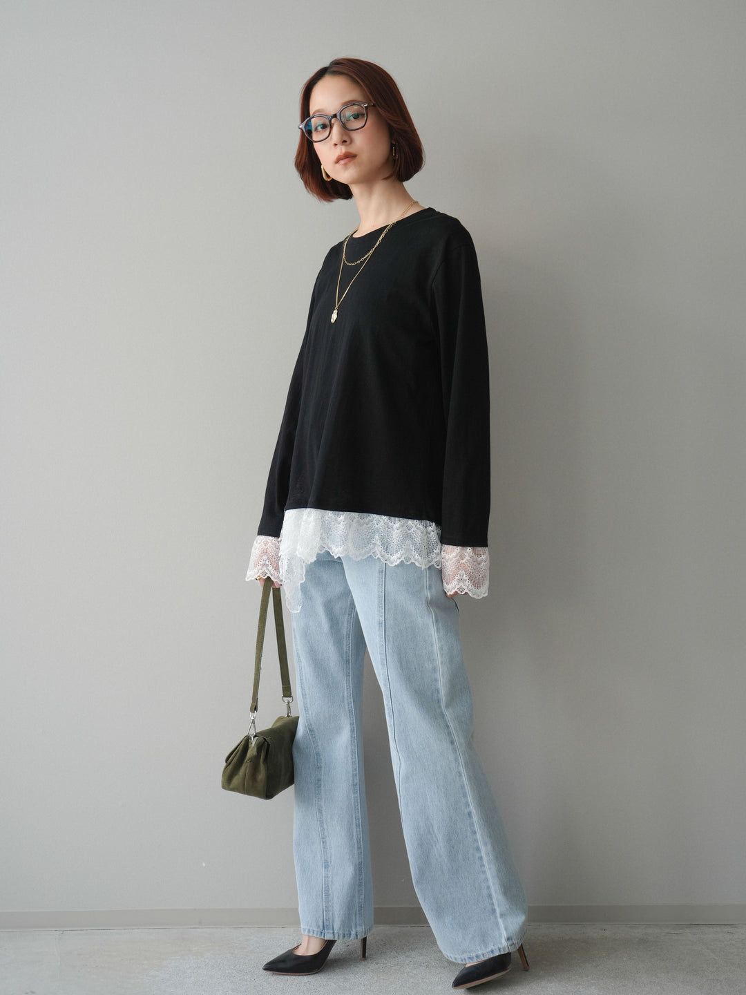 [予約]サイドラインフレアデニムパンツ/bleach