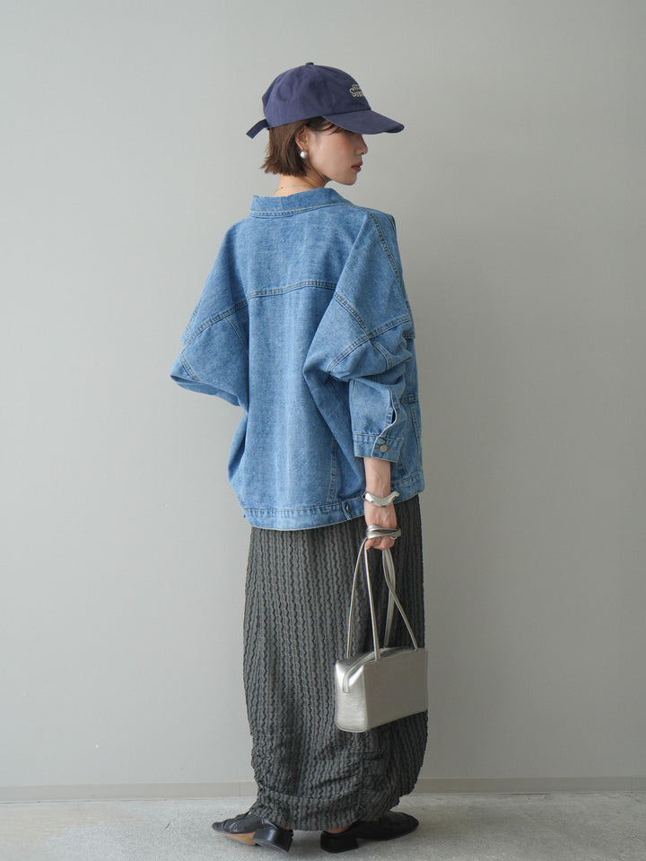 [予約]シャーリングジャガードノースリーブワンピース/gray