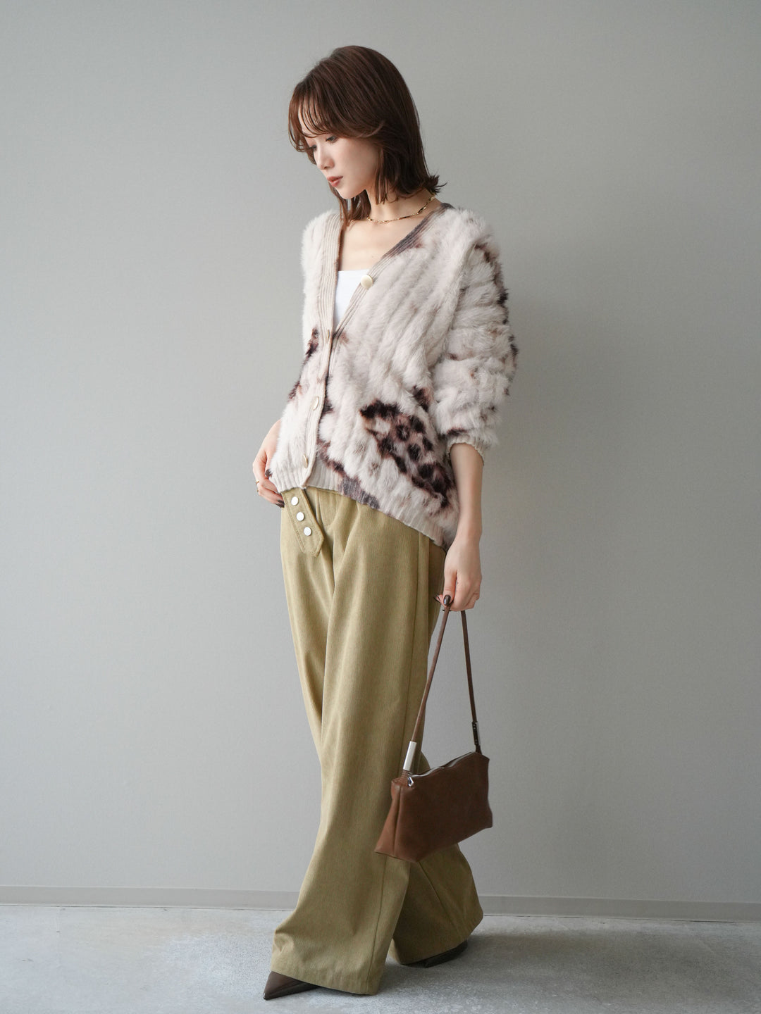 [予約]コーデュロイ巻きベルト付きパンツ/beige