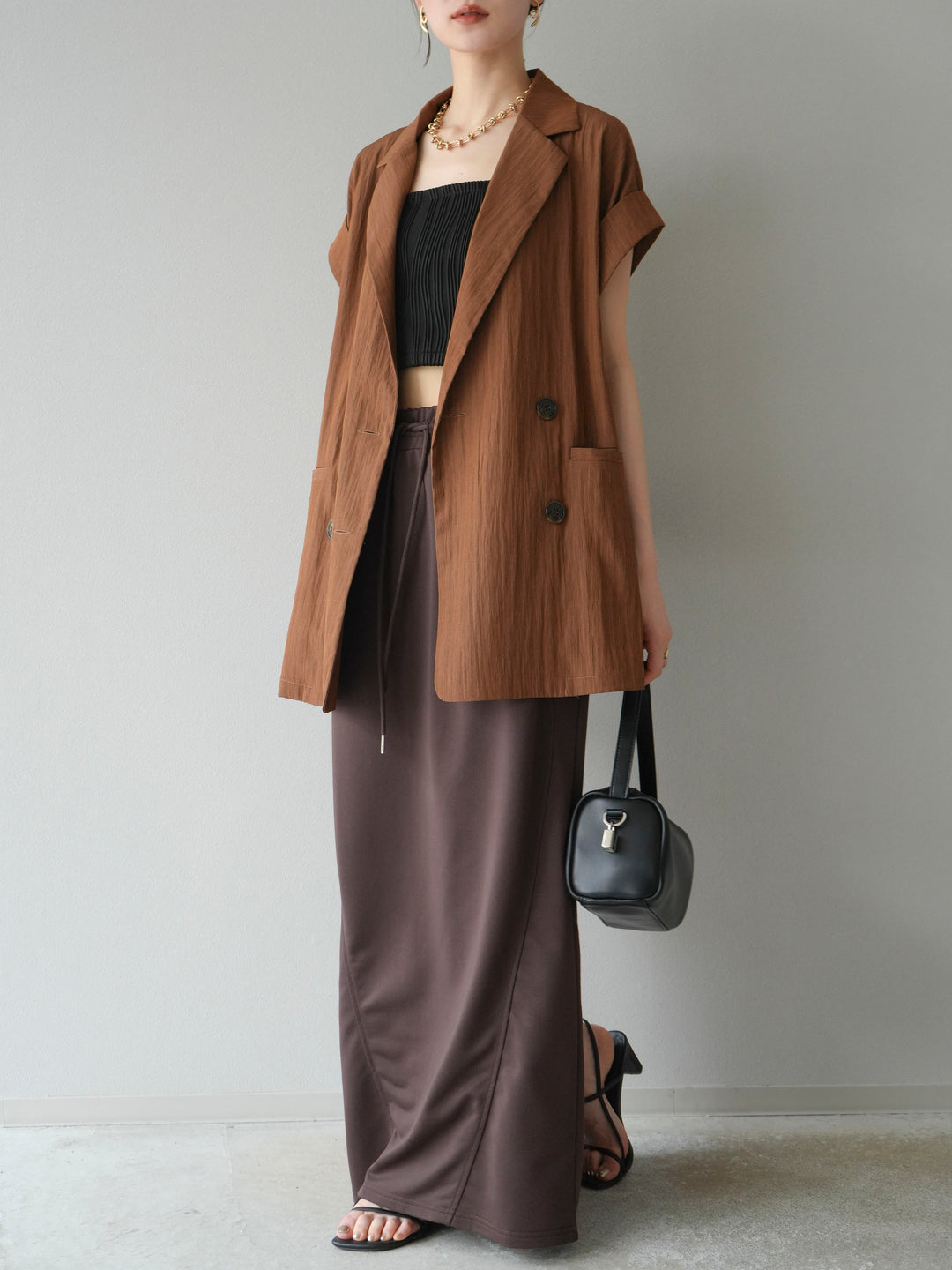 [予約]スウェットロングスカート/ブラウン