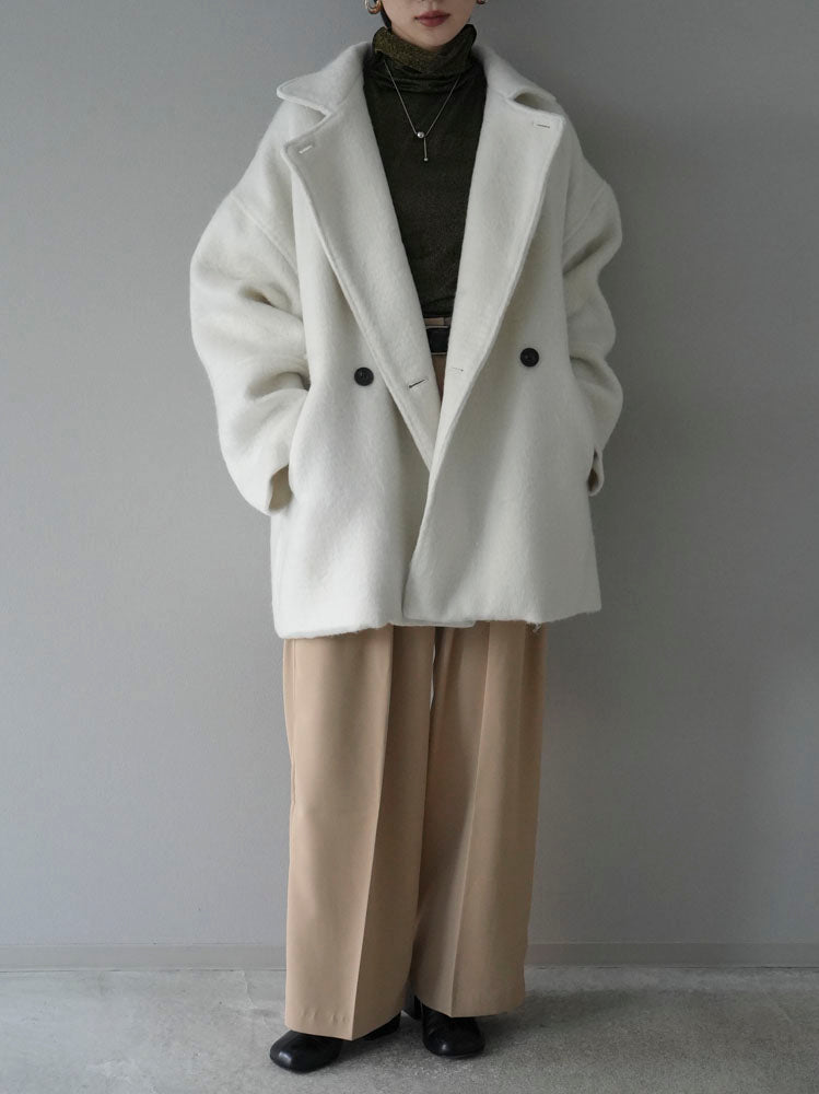 [Pre-order] Shaggy mid-length coat/ivory