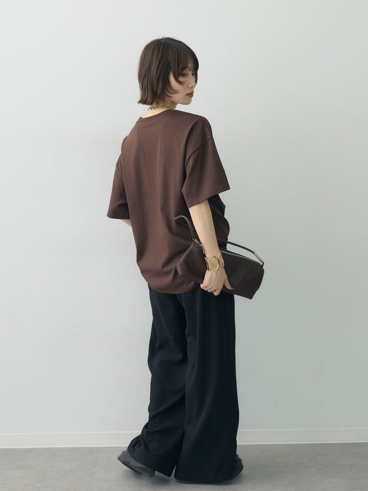 [SET]スタッズロゴTEE+ベルトデザインツータックドレープワイドパンツ(2set)