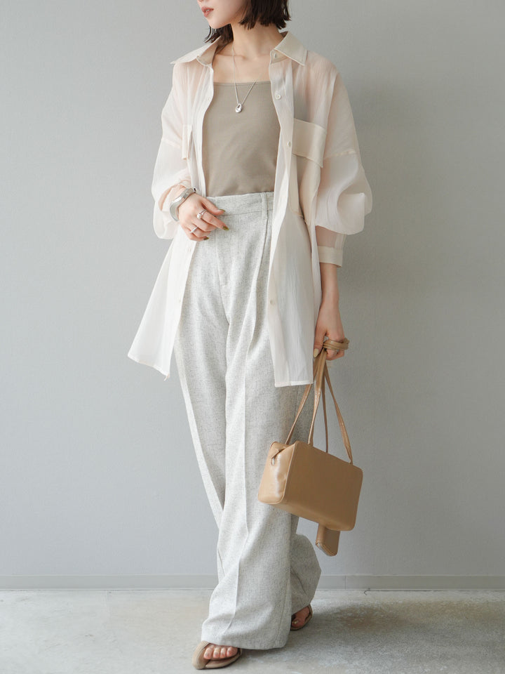 [予約]ミックスツイードタックパンツ/アイボリー