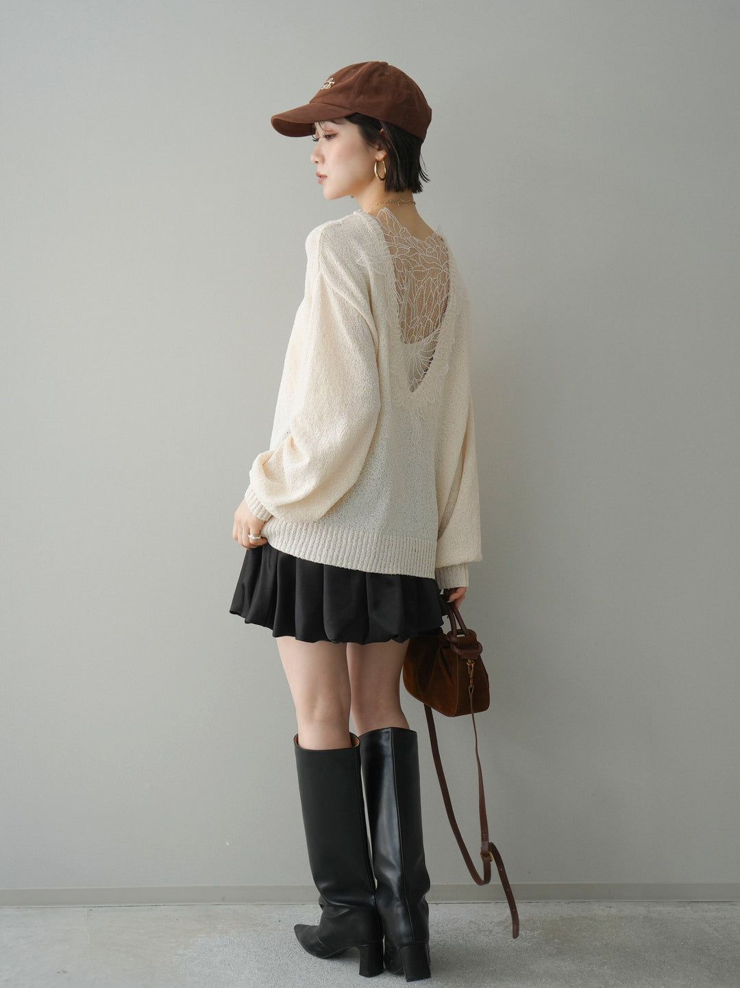 [予約]サテンバルーンミニスカート/black