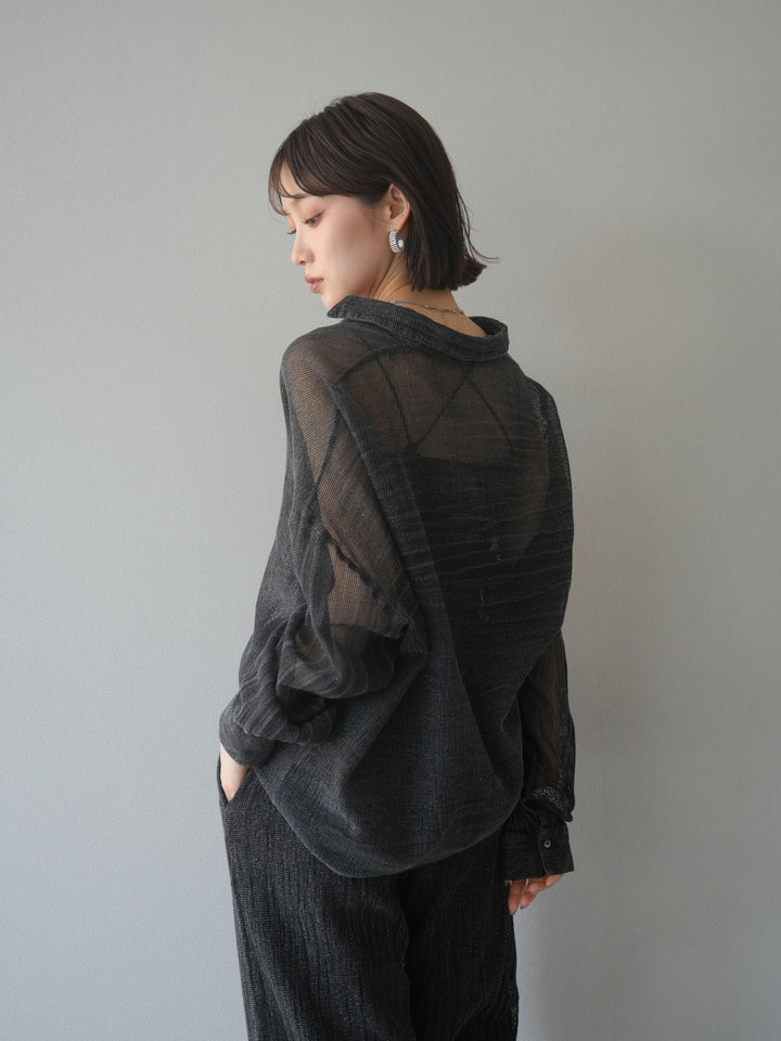[予約]コットンラメメッシュオーバーシャツ/グレー