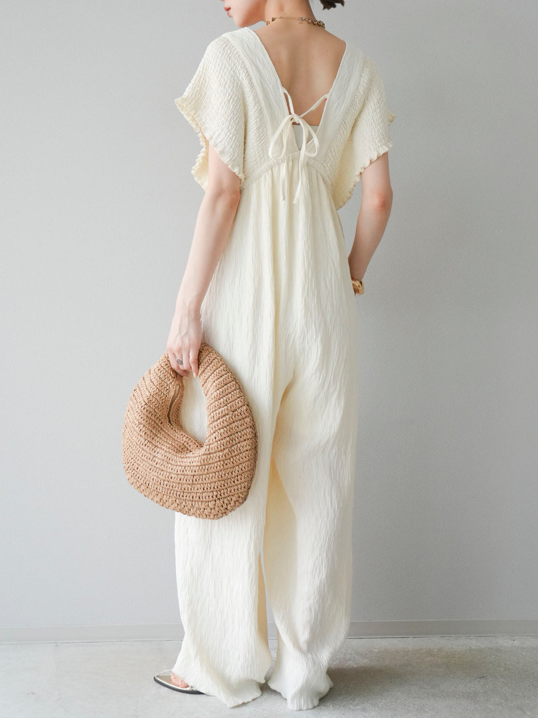 [SET]楊柳シャーリングサロペット+楊柳シャーリングサロペット(2set)