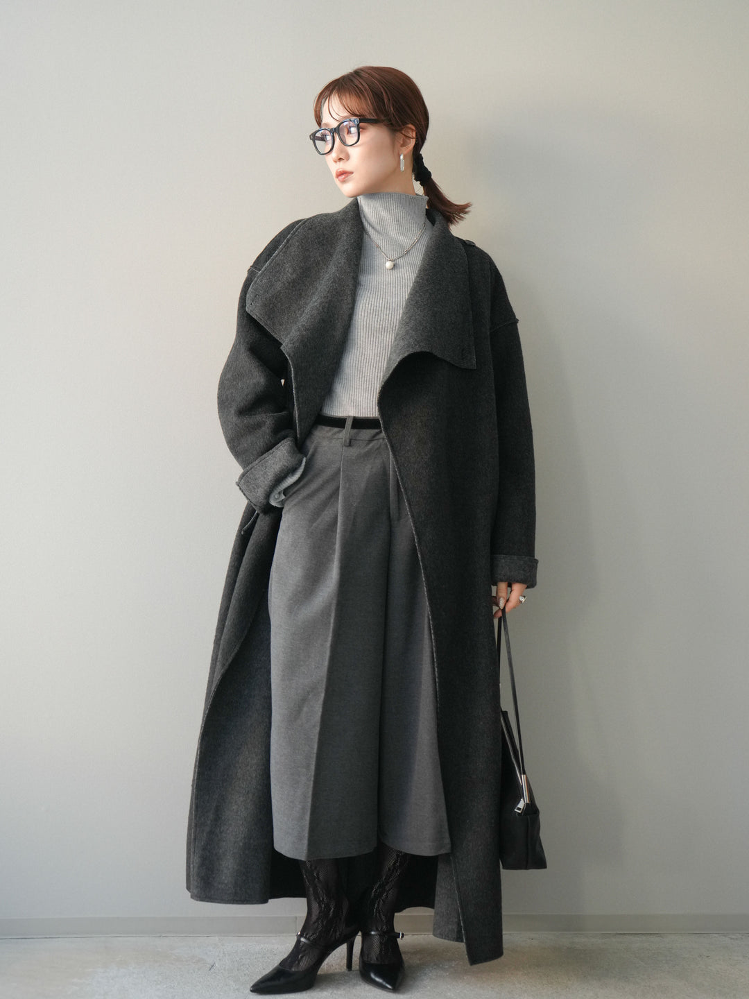 [SET]ベルト付ウールタッチミディアムパンツ+ベルト付ウールタッチミディアムパンツ(2set)