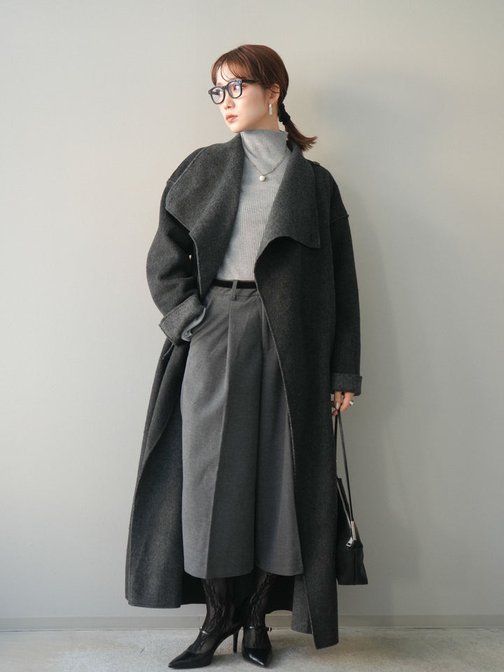 [SET]ベルト付ウールタッチミディアムパンツ+ベルト付ウールタッチミディアムパンツ(2set)