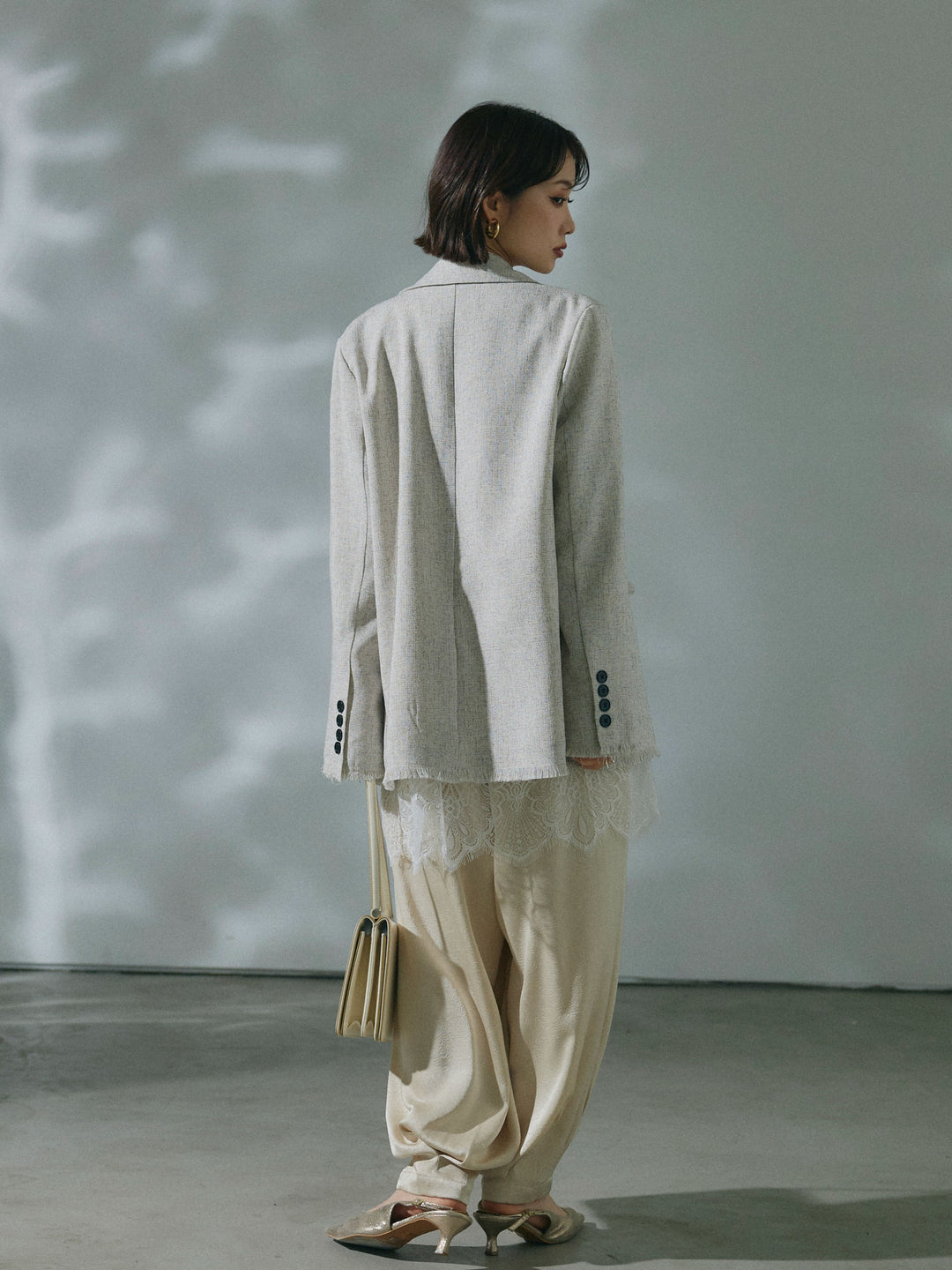 [予約]ワッシャーサテンタックジョガーパンツ/lightbeige