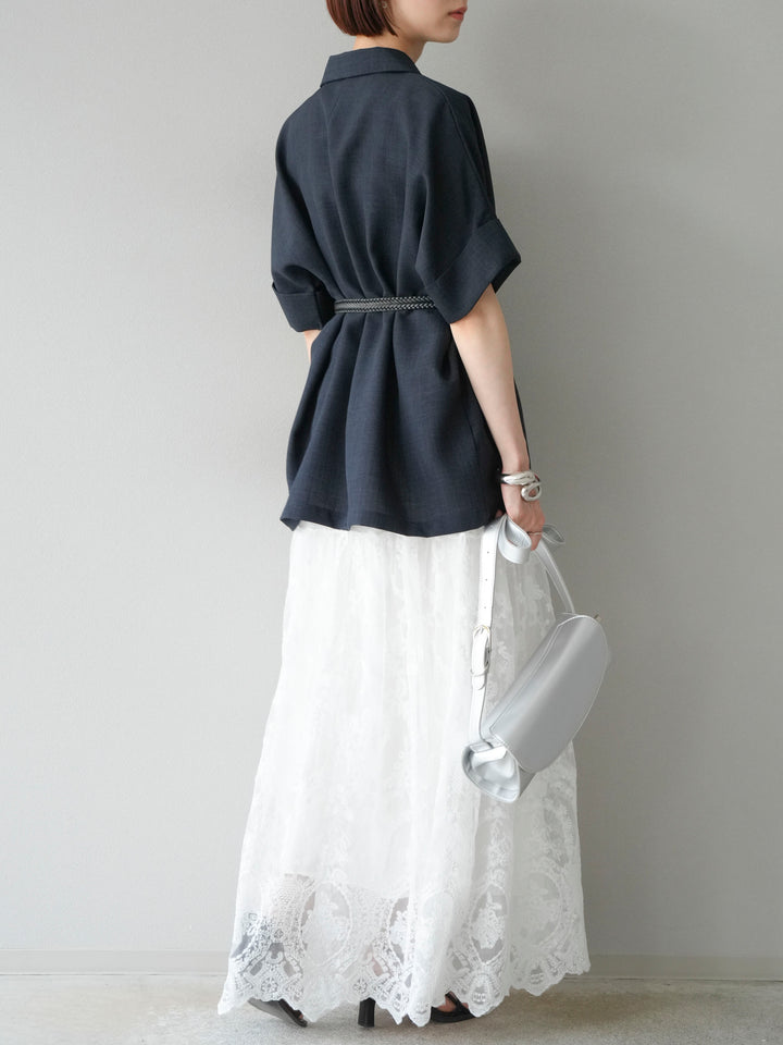 [予約]レースフレアスカート/ホワイト