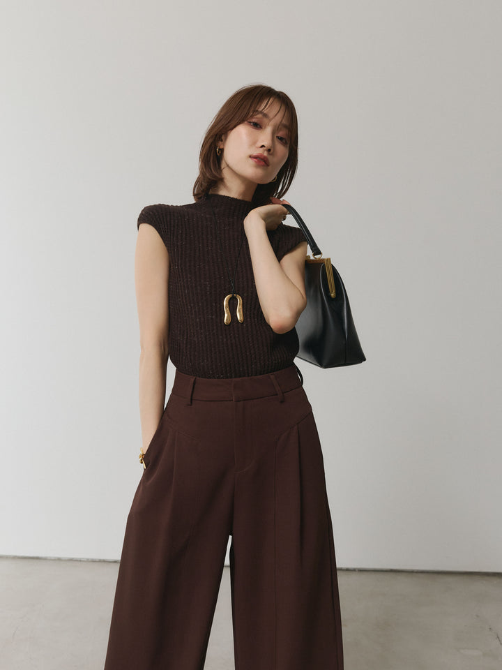 【Allure】[SET]ミックスヤーンデザインリブフレンチスリーブニット+ミックスヤーンデザインリブフレンチスリーブニット(2set)