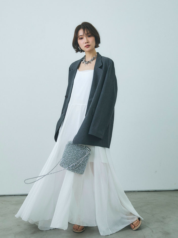 【魅力】[套裝] 蝴蝶結薄紗吊帶連身裙 + 蝴蝶結薄紗吊帶連身裙（兩件套裝）