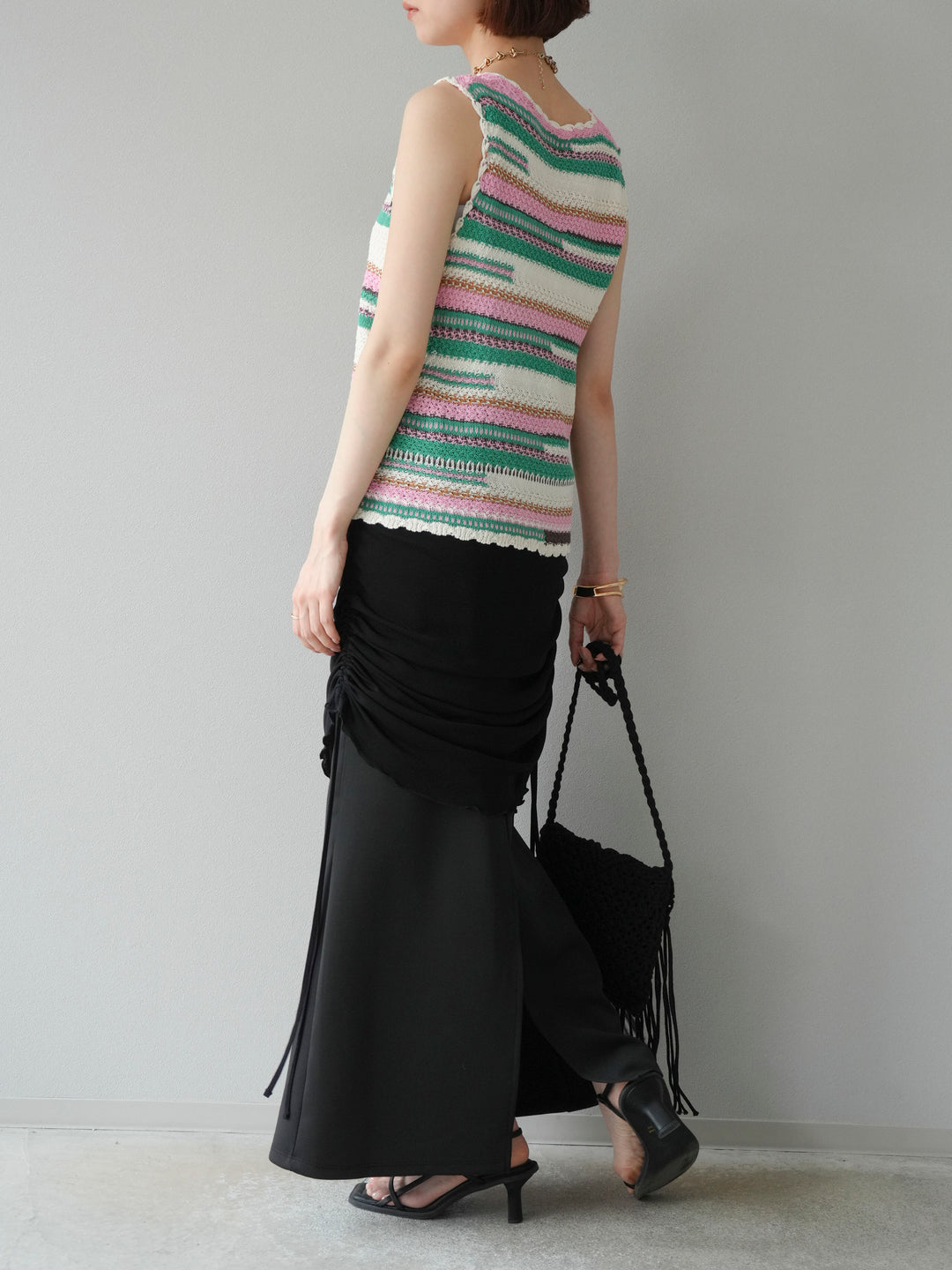 [予約]シアーレイヤードタイトスカート/ブラック