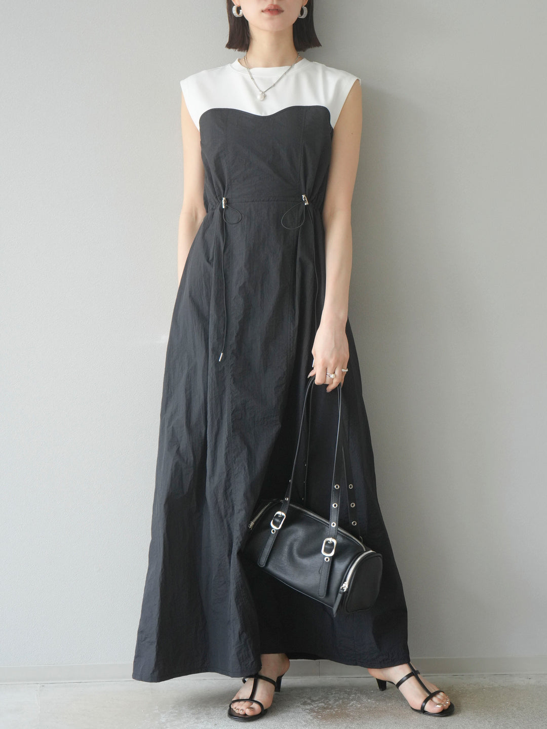 [SET] 剪裁對接尼龍洋裝 + 可選飾品套裝 (2 套)