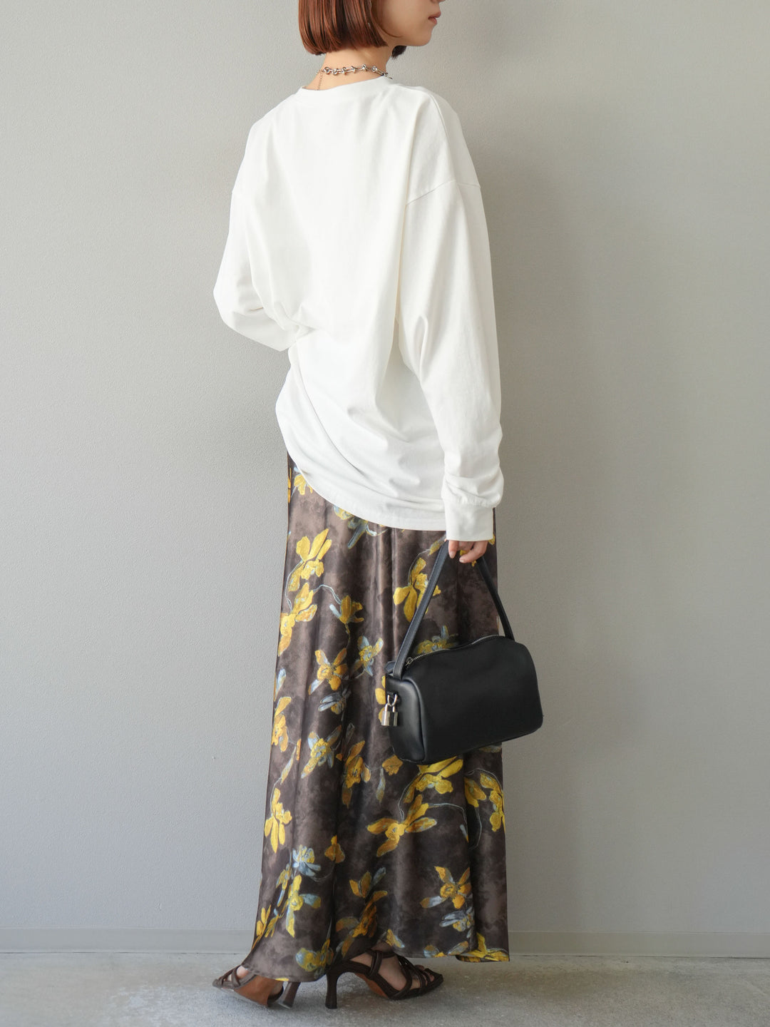 [予約]フラワーサテンスカート/イエロー