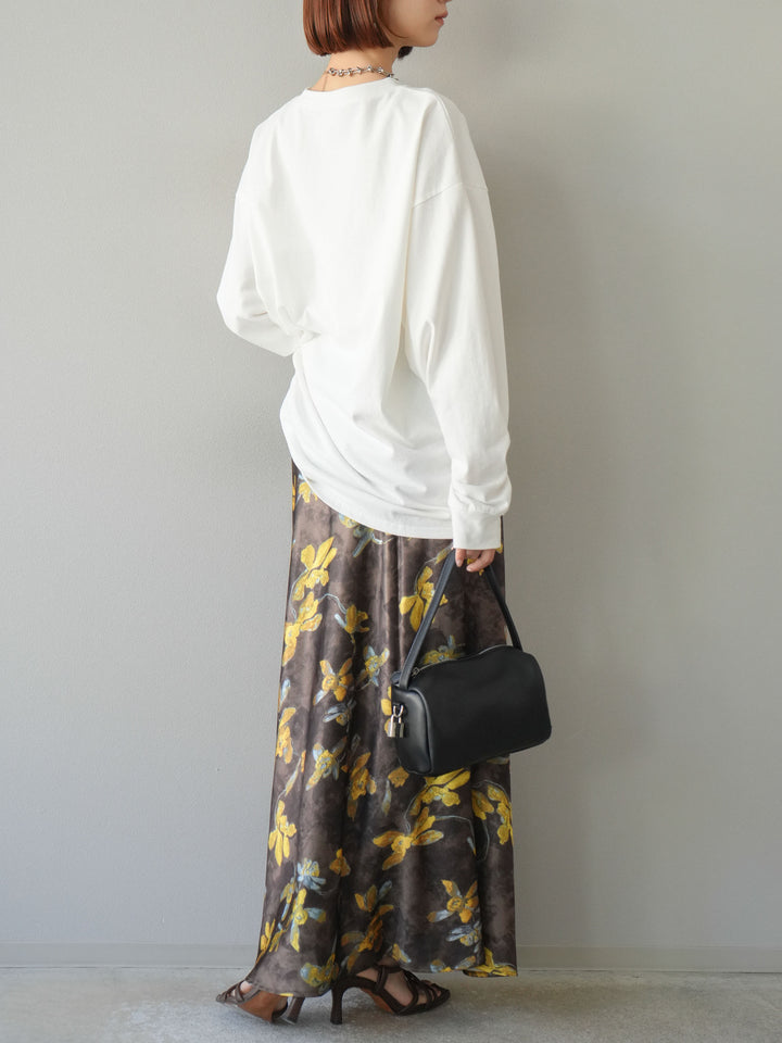 [予約]フラワーサテンスカート/イエロー