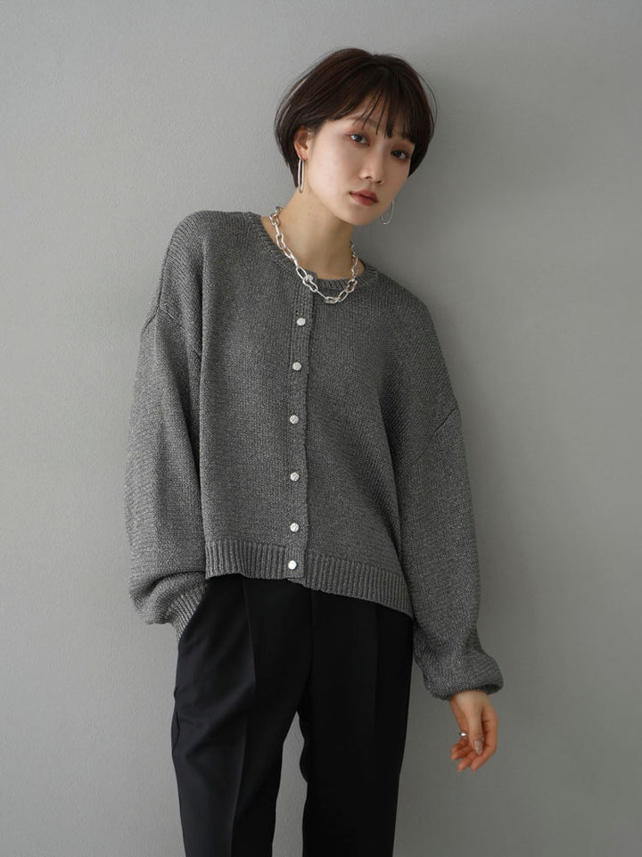 [Pre-order] Metal button glitter knit cardigan/charcoal