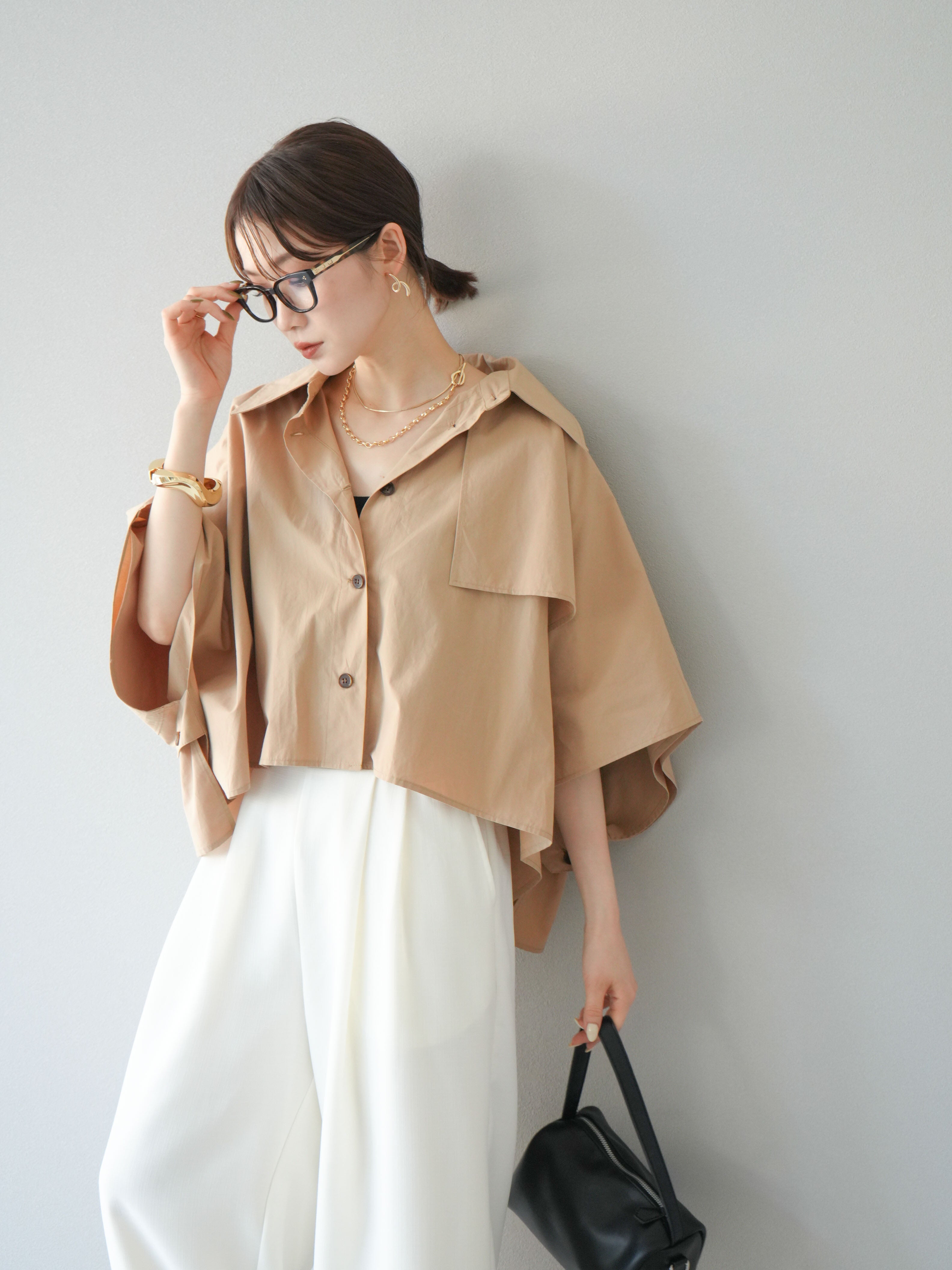 予約]ポンチョショートシャツ/ベージュ – Lumier