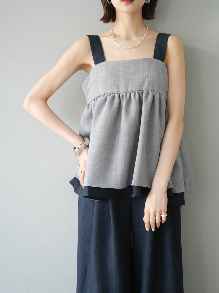 [SET]リネンライク配色フレアタンクトップ+選べるアクセセット(2set)