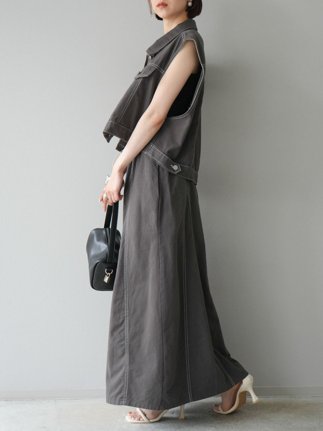 [SET]ステッチコットンツイルベスト＆スカートSET UP(2set)