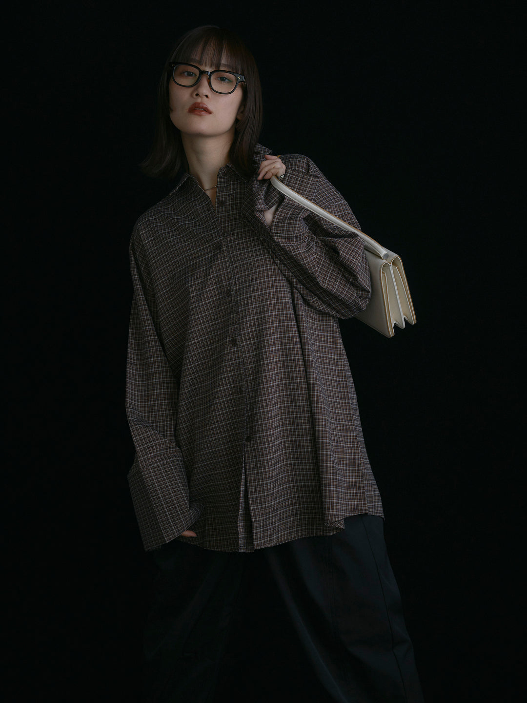 【Allure】[SET]チェックBIGカフスオーバーシャツ+チェックBIGカフスオーバーシャツ(2set)