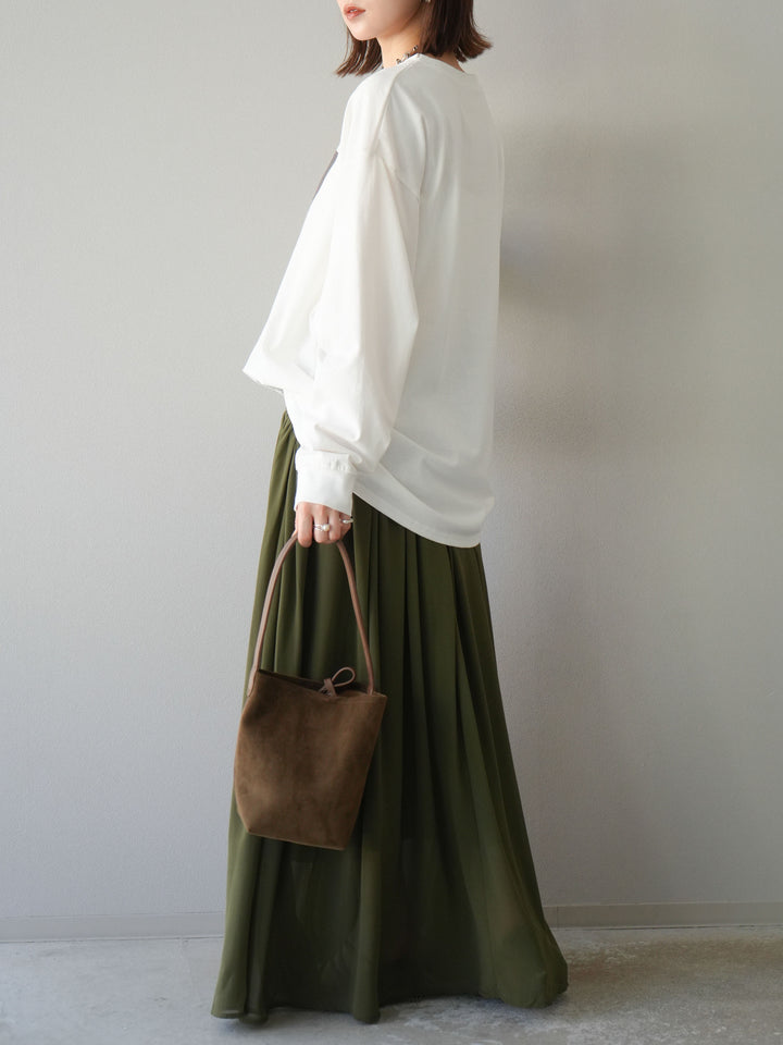 [予約]シフォンフレアスカート/カーキ