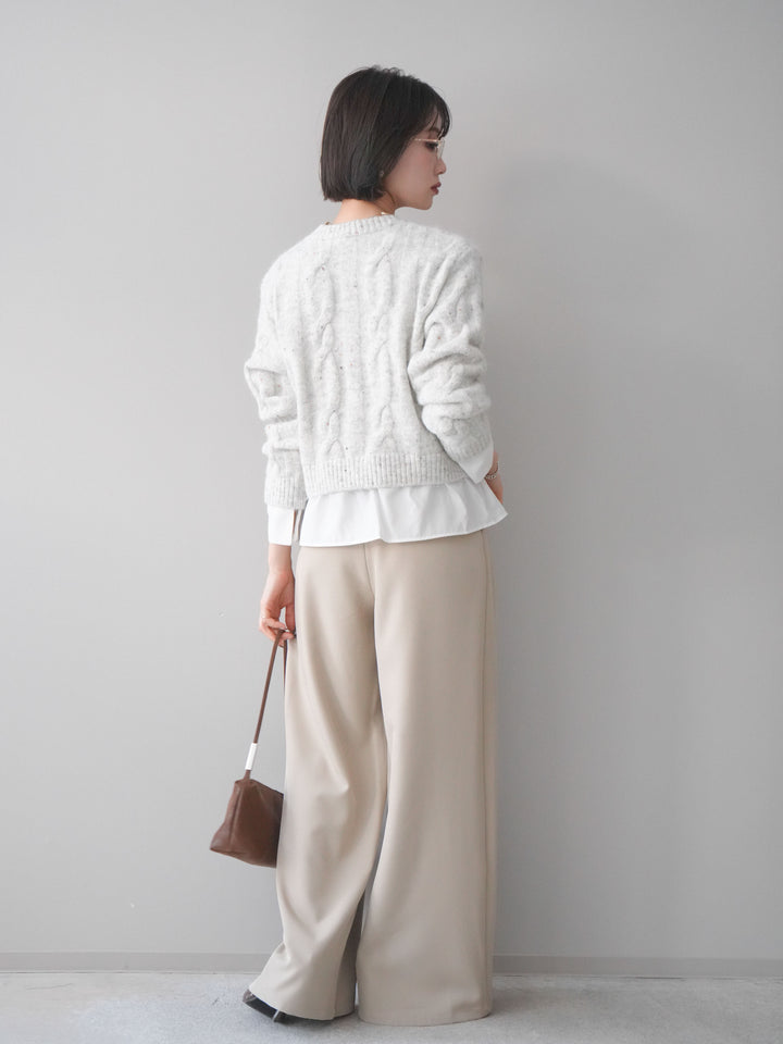 [予約]ウエストレースタックワイドパンツ/ivory