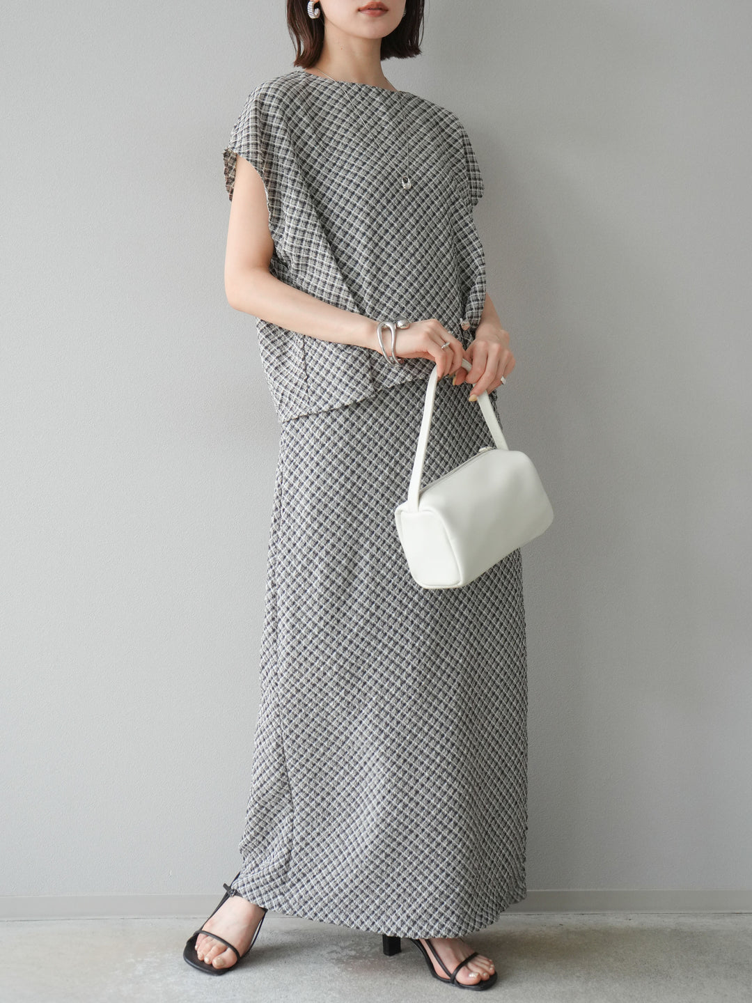 [予約]チェック柄タイトスカート/ブラック