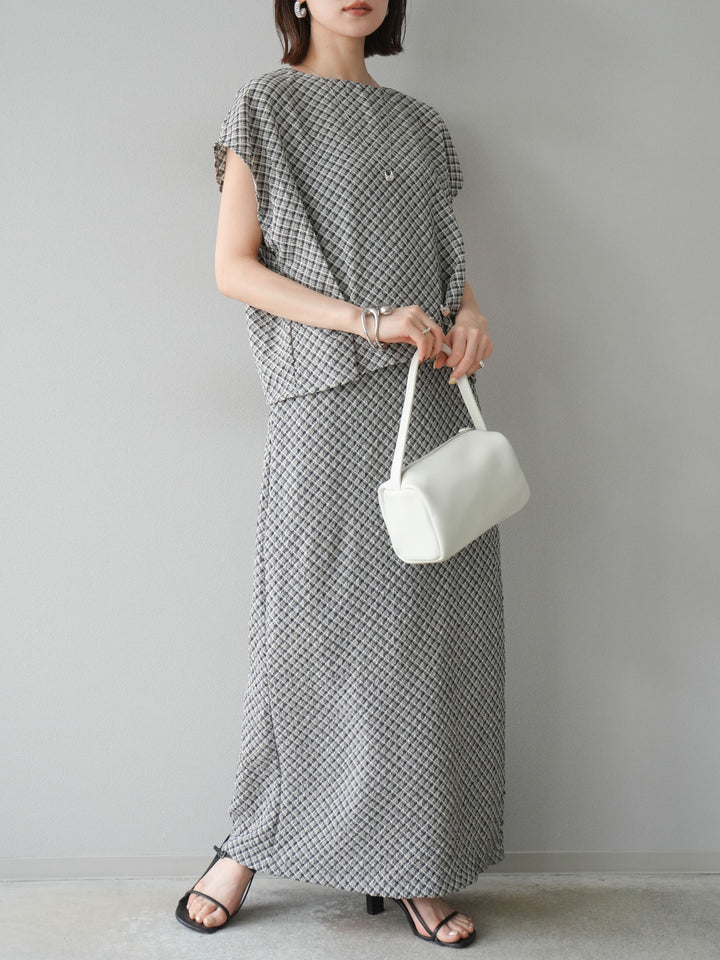 [予約]チェック柄タイトスカート/ブラック