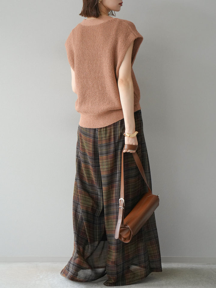 [SET] 透視格紋寬鬆褲 + 透視格紋寬鬆褲 (2set)