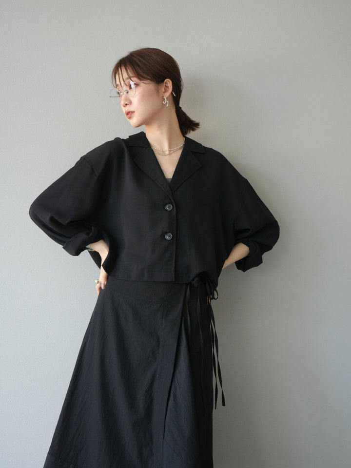 [予約]レーヨンライクショートジャケット/ブラック