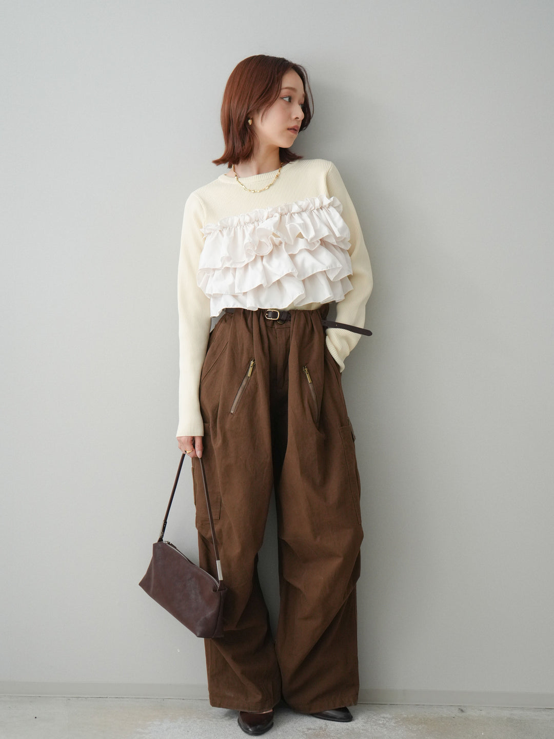 [予約]コットンタックループパンツ/brown